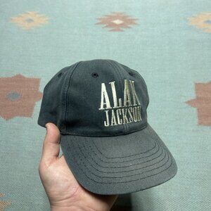 Vintage strapback hat cap Alan Jackson country music faded blue adjustable